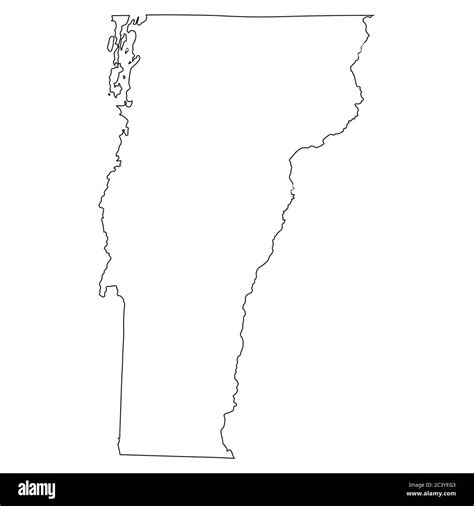 Vermont VT state Map USA. Black outline map isolated on a white ...