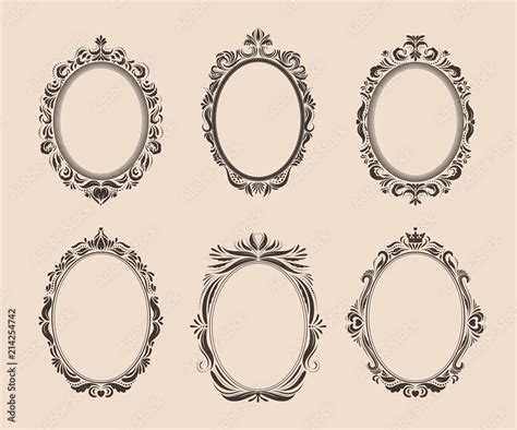 Decorative oval vintage frames and borders set. Victorian and baroque ...