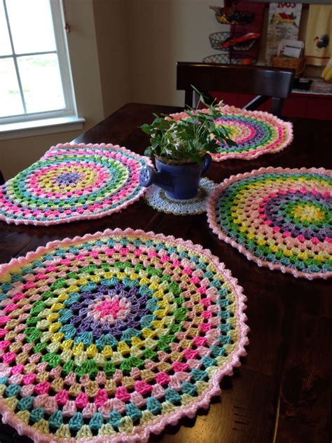 Crochet Mandala Easter Placemats