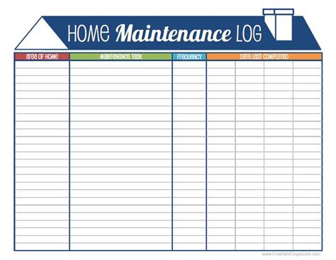 Home Maintenance Log Template