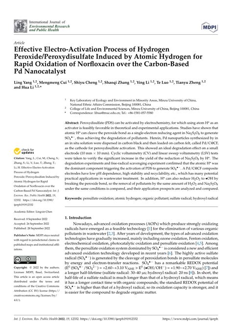 (PDF) Effective Electro-Activation Process of Hydrogen Peroxide/Peroxydisulfate Induced by ...