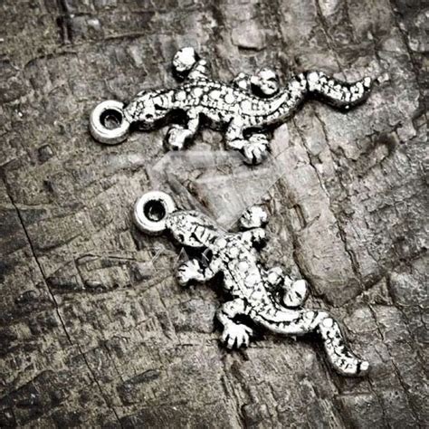 30Pcs Antique Silver Tibetan Silver Tone 30x14x3mm House Lizard Animal ...