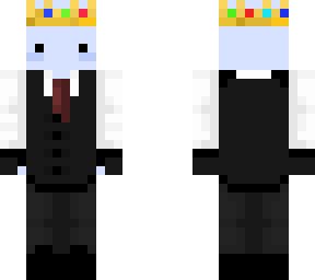 Blue axolotl with crown and tuxedo (my OC) | Minecraft Skin