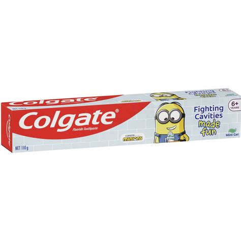 Colgate Kids Toothpaste Sparkling Mint Gel Minions 6+ Years 110g ...