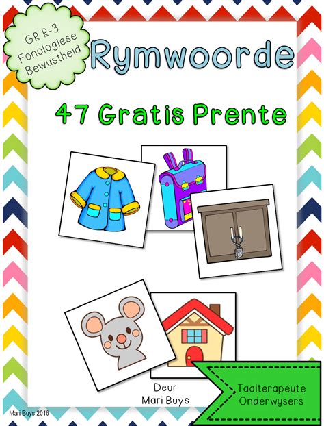 Afrikaans 47 Gratis rymprente Fonologiese Bewustheid GraadR-3 - Teacha!