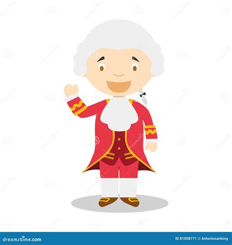 Wolfgang Amadeus Mozart Cartoon Character. Vector Illustration Stock Vector - Illustration of ...