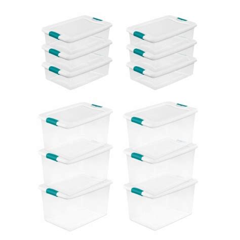 Sterilite 64 Qt Plastic Stacking Container, 6 Pack & 32 Qt Storage ...