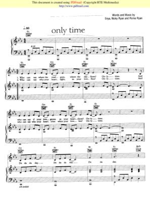 Only Time - Enya Free Piano Sheet Music PDF