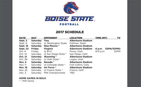 Boise State 2017 Football Schedule Released | KBOI-AM