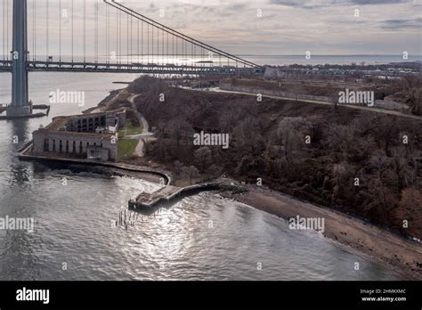 Aerial view of Fort Wadsworth and Fort Thompson former United States ...