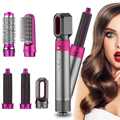 5-in-1 Curly Hair Stick Straight Hair Comb Hair Dryer Hot Air Comb Automatic Curly Hair Comb ...