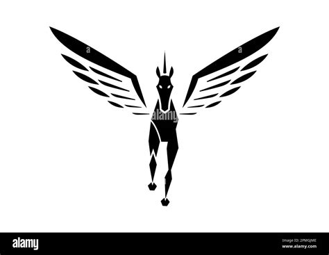 Pegasus Icon Flat Design Vector. Black Silhouette Of A Flying Pegasus ...