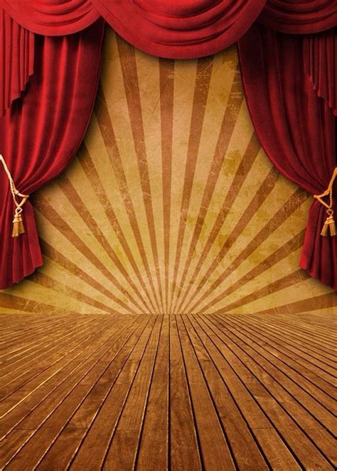 Red Curtain Stage Backdrops Vintage Brown Wood Panel Floor Digital ...