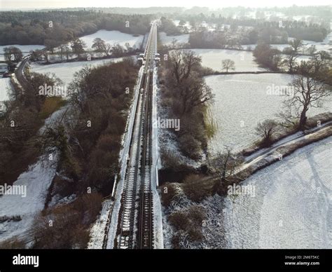 Aerial view of Ouse Valley Viaduct in winter Stock Photo - Alamy