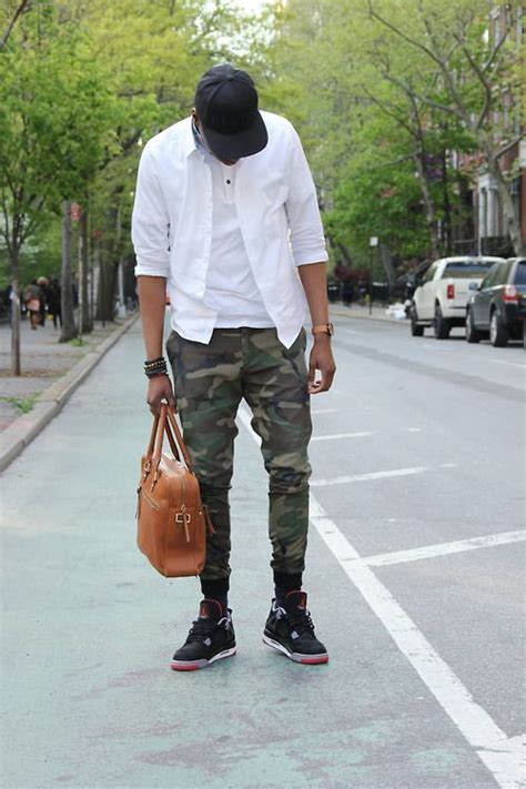 Sweat Pant, Military Pant Fashion Tips With White Shirt, Jordan 4 Bred Outfit Ideas | Men's ...