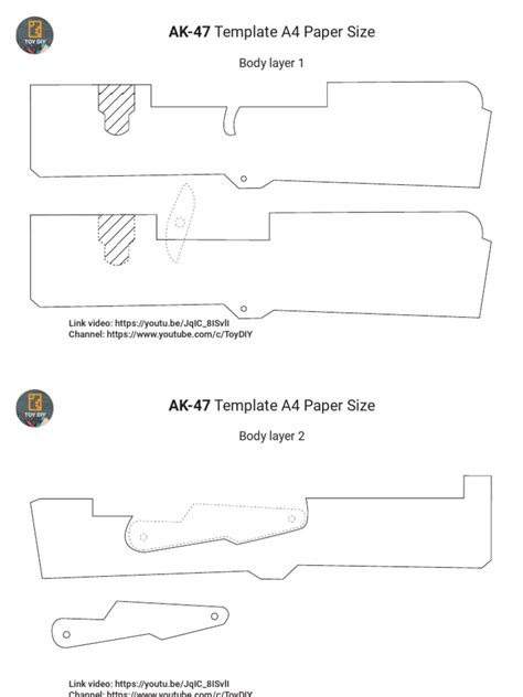 Template AK 47 A4 Paper Size ToyDIY | PDF