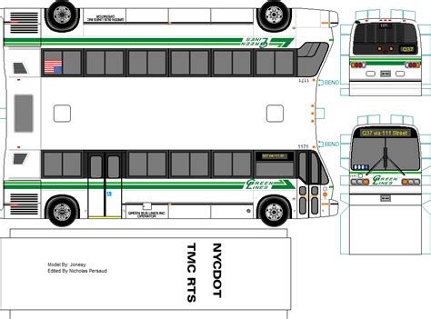 Green Lines paper model bus by Jonesy. DIY paper craft Paper Model Car, Paper Car, Paper Toys ...