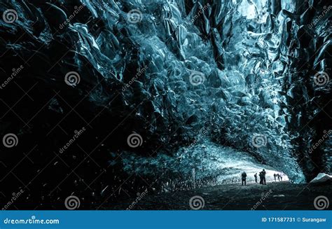 Inside an Ice Cave in Iceland Stock Image - Image of explorer, cavern: 171587731