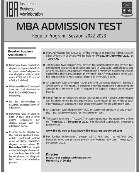 Dhaka University IBA MBA Admission Circular & Result 2023-24