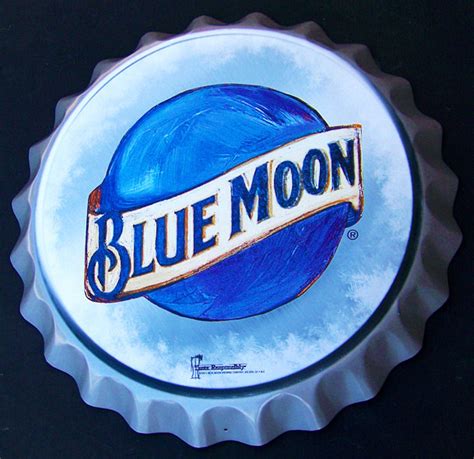 Blue Moon Beer 3D Bottle Cap Tin Sign