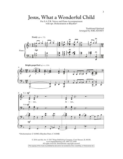 Jesus, What a Wonderful Child by Joel Raney Sheet Music for SATB Choir ...