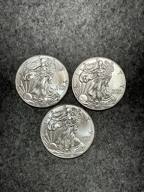 Lot Of 3 - 2018 Silver Eagles High Grade Auction