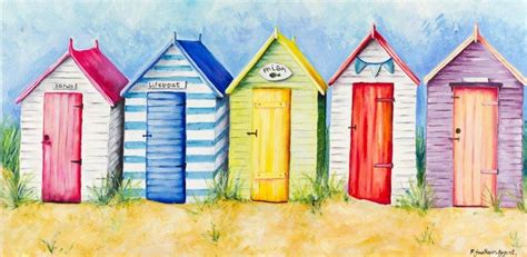 Beach Hut Drawing | Art | Beach huts art, Beach illustration, Beach ...