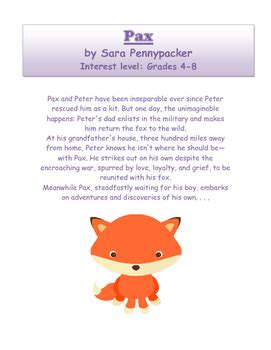 Pax by Sara Pennypacker - Novel Study Guide with Signposts | TPT