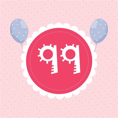 Number 99 Design with balloon for Baby Learning 22242599 Vector Art at ...