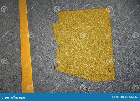 Yellow Map of Arizona State on Asphalt Road Near Yellow Line Stock Image - Image of home ...