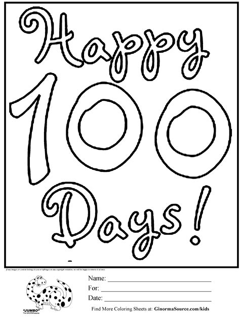 100th Day Of School Coloring Pages Free - Coloring Home