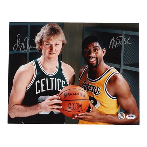 Magic Johnson & Larry Bird Signed 11x14 Photo (PSA & Bird) | Pristine ...