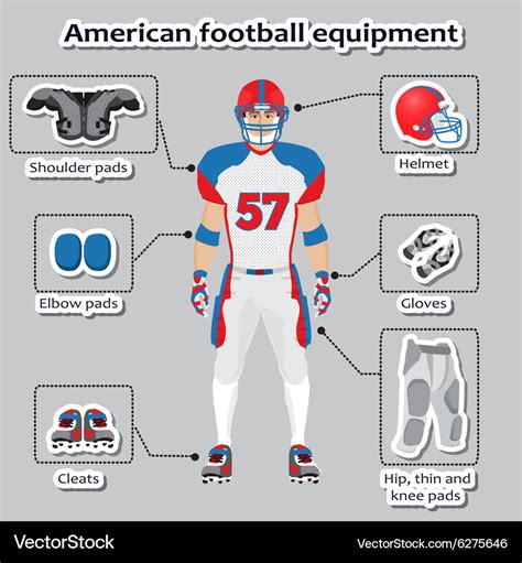 American football player equipment Royalty Free Vector Image