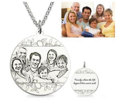 Personalized Family Photo Engraved Necklace Sterling Silver | Etsy