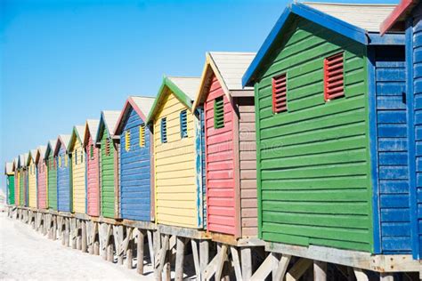 Colorful Beach Houses at Cape Town Stock Image - Image of seaside, blue ...