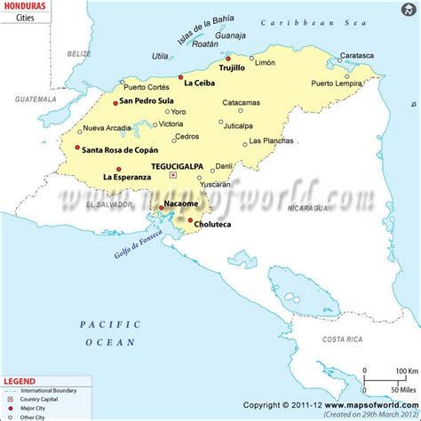 Honduras Map with Cities | Honduras, City, City map