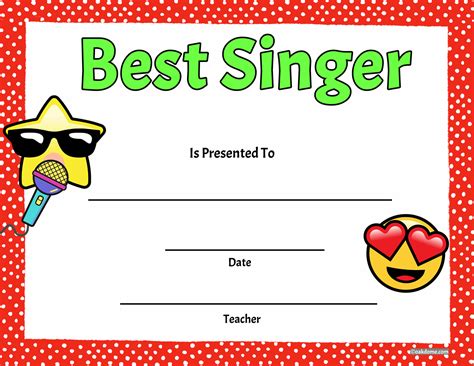 Free, Fast Student Award Generator | Best Singer Award