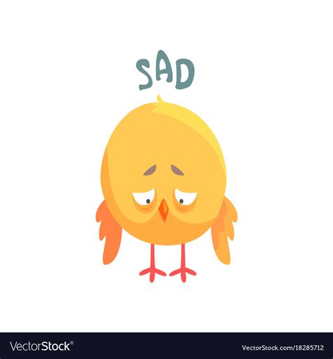 Funny sad cartoon comic chicken Royalty Free Vector Image