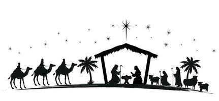 Nativity Scene Black And White Clipart