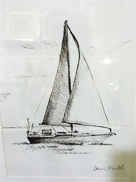 a drawing of a sailboat in the water