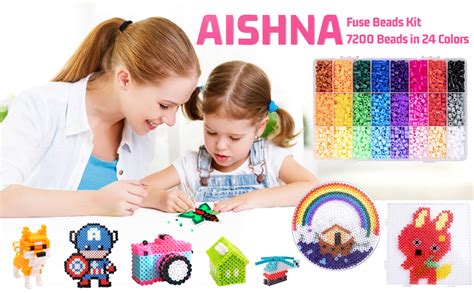 Fuse Beads Kit in 24 Colors Fusion Beads 7200pcs, 5mm DIY Art Craft Toys Iron Beads for Kids ...