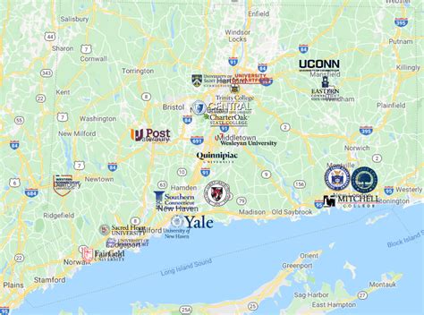 Colleges in Connecticut Map - MyCollegeSelection