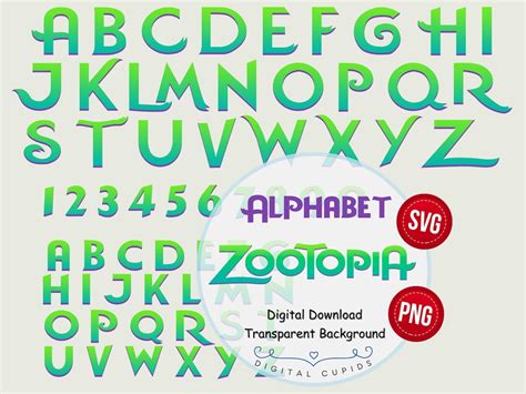 Zootopia Alphabet Font SVG PNG Zootropolis Letters, Numbers Movie ...