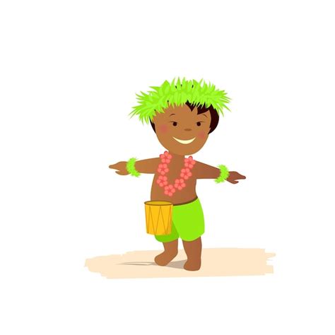 Premium Vector | Vector flat illustration Hawaiian boy with ukulele