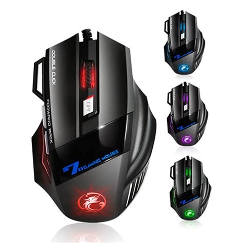 Professional Double Click 7 Buttons 3200DPI Gaming Mouse USB Wired Optical Computer Game Mouse ...