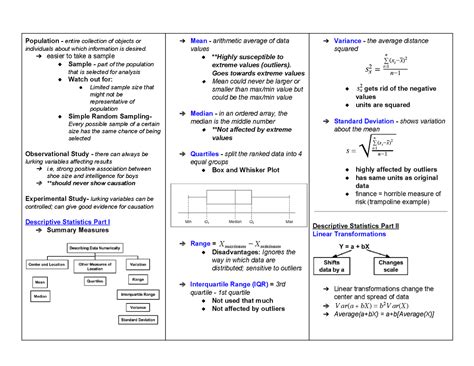 Statistics Formula Cheat Sheet