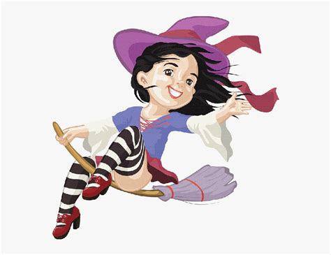 Cute Witches Halloween Cartoon Clip Art Sweeping Broom - Halloween Witch Vector Art Witches, HD ...