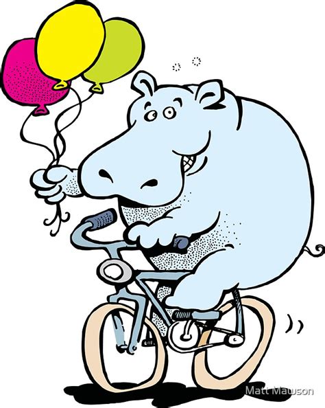 "hippo on a bike" Stickers by Matt Mawson | Redbubble