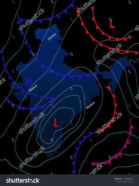 Weather Map India Meteorological Forecast On Stock Vector (Royalty Free ...