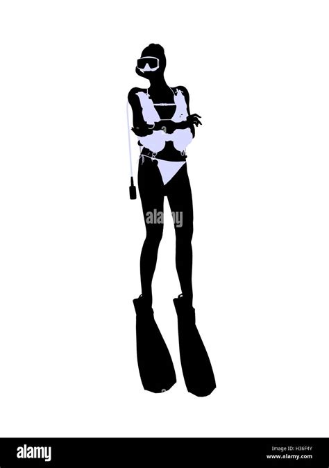 Female Scuba Diver Illustration Silhouette Stock Photo - Alamy